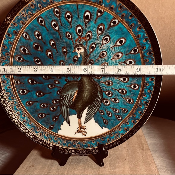 Sold! Vintage Heavy Porcelain Peacock Decorative Plate - Picture 4 of 5